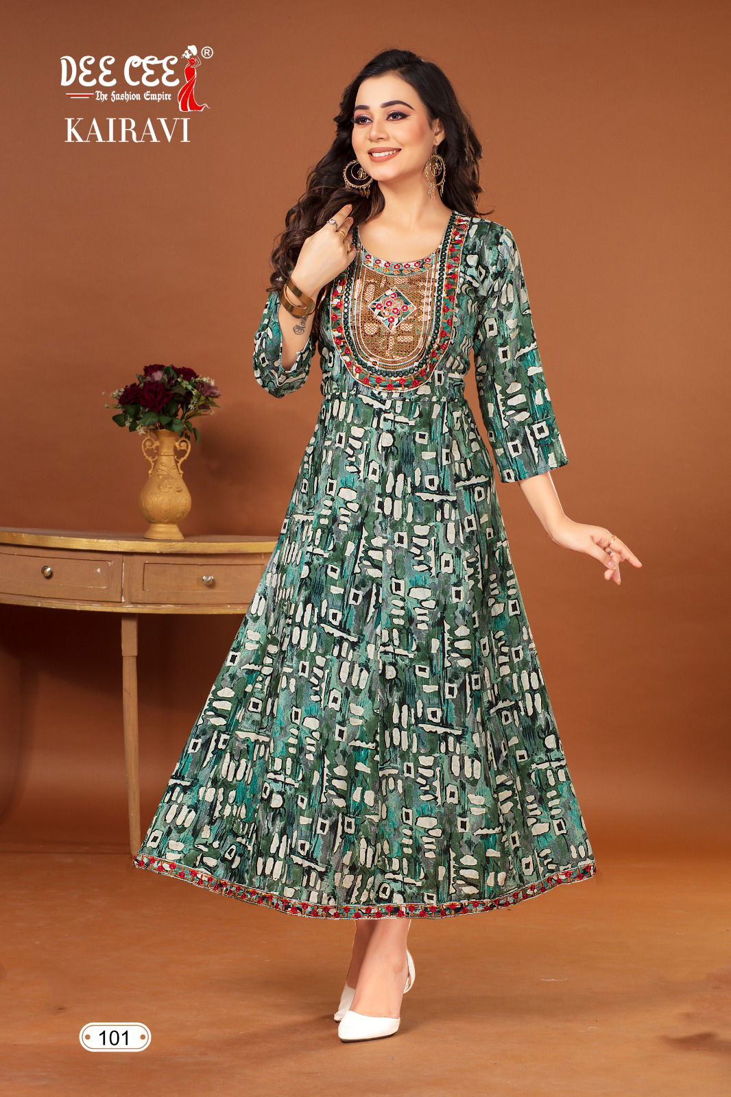 Kairavi By Dee Cee Rayon Foil Printed Anarkali Kurtis Wholesale Clothing Suppliers In India